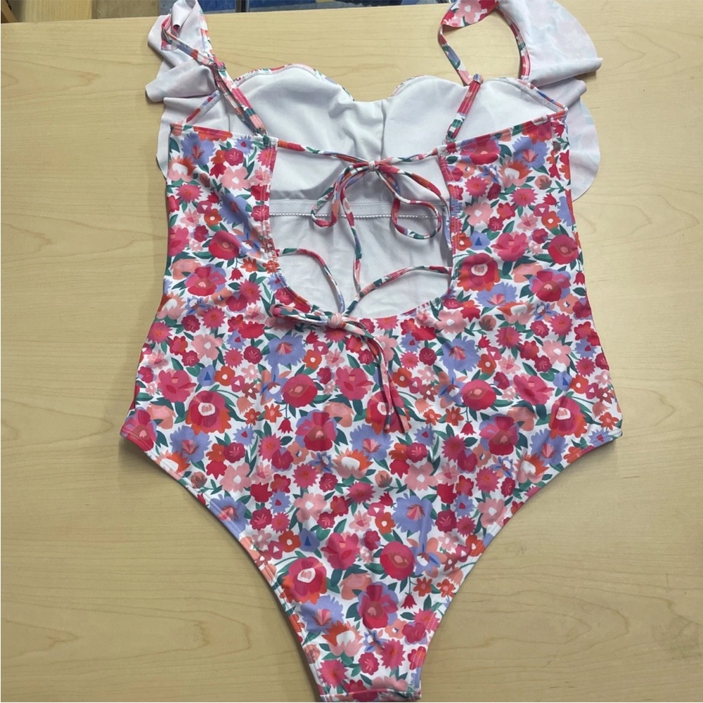Chic Soul 3XL One Piece Swimsuit “Bahama Beauty” Pink Floral Plus Size Swim NWT - Picture 6 of 8